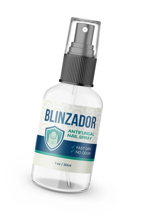 The Blinzador antifungal nail spray bottle, 1 oz / 30 ml, with a pump spray top.